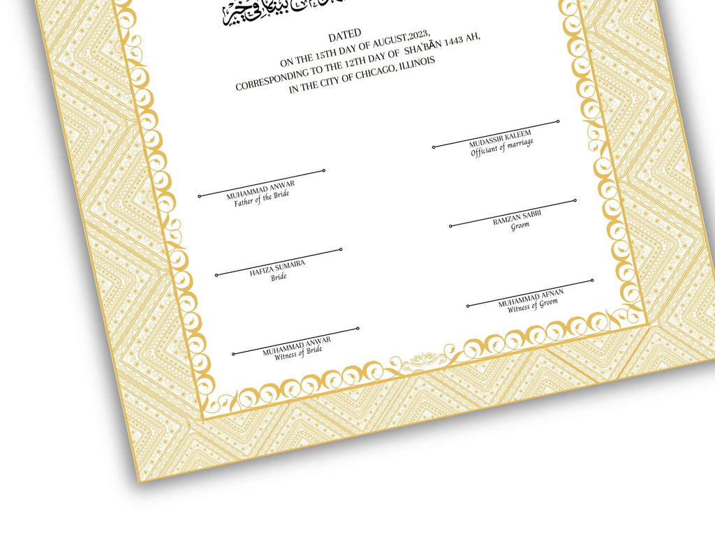 Muslim Wedding Contract, Muslim Agreement, Nikkah nama, Digital Download. nn116