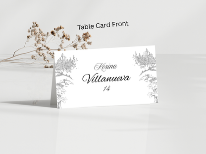 Wedding Water Bottle Label, Wedding Menu Card Template, Table Card Thank you Card. WI271
