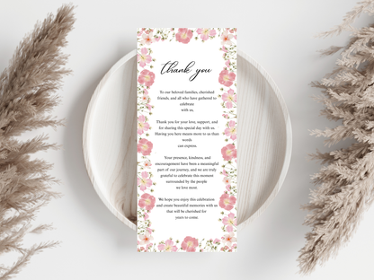 Wedding Thank you Card, Menu Card, Table Card. WI368