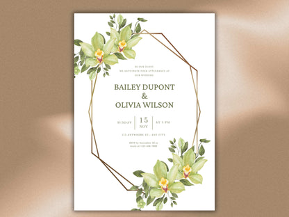 Greenery Wedding Invitation Template, Printable Wedding Invitation, Wedding Invitation, Editable Template, Instant Download. WT52