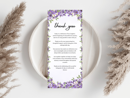 Wedding Menu Card, Table, Thank you, Editable Canva Template, Instant Download MTC408