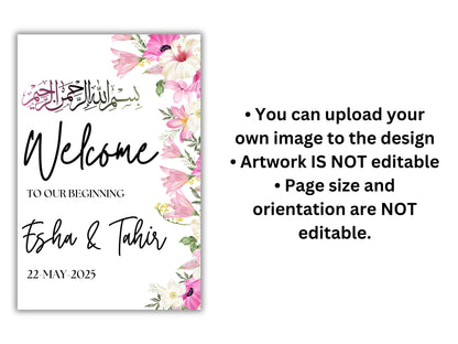 Nikkah Wedding Welcome Sign, Digital Wedding Sign, Nikkah sign, Printable Nikkah Ceremony Decorations, Islamic Marriage Ceremony. WS14