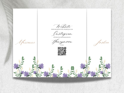 Elegant Floral Gatefold Wedding Invitation with Timeline | Rustic Folded Wedding Card | Botanical RSVP Invite | Digital WIB124