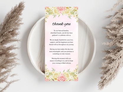 Wedding Thank you Card, Menu Card, Table Card. WI341
