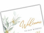 Green Leaves Wedding Welcome Sign Template, Greenery wedding welcome sign printable, Wedding welcome sign download. WS10