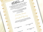 Luxury Nikkah Certificate, A4/A3 Islamic Wedding Contract, Muslim Marriage Certificate, Personalised Names, Nikah Nama, Quran Verse. NN196