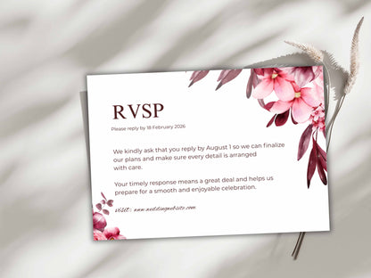 Wedding Invitation Bundle, RSVP, Thank You Card, Table Card, Menu Card, Reception Card, Details Card. WI236