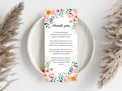 Wedding Thank you Card, Menu Card, Table Card. WI340