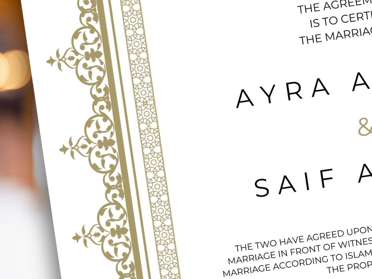 Nikkah Certificate Digital Download Personalised, A4, A3, Template, Muslim Wedding Contract, Instat Download. NN285