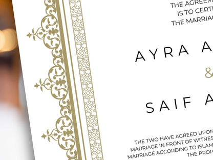 Nikkah Certificate Digital Download Personalised, A4, A3, Template, Muslim Wedding Contract, Instat Download. NN285