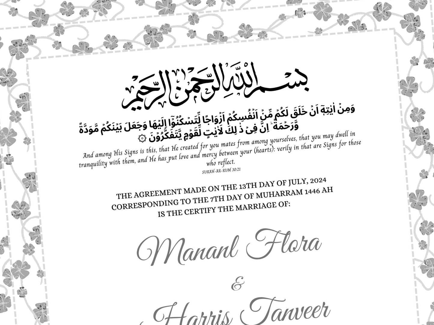 Nikkah Contract Template, Printable Nikkah Contract, Editable Nikkahnama, Muslim Wedding Certificate, Digital Download. NN259