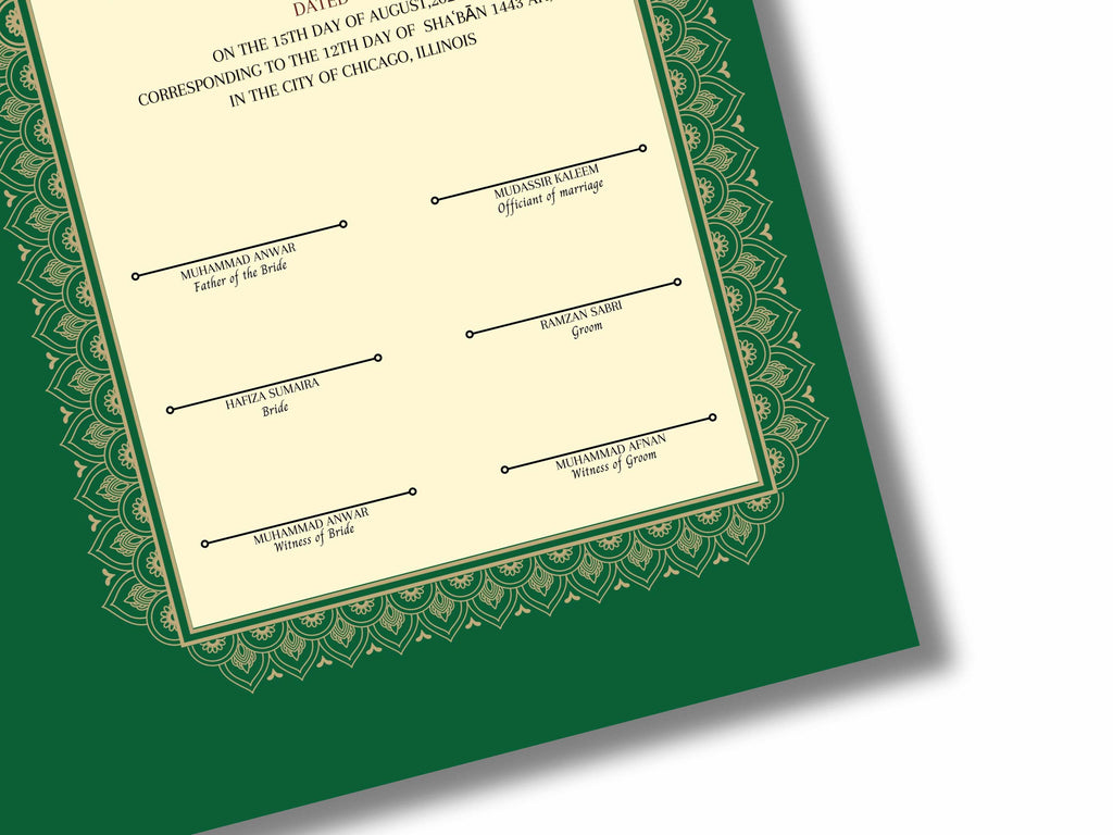 Luxury Nikkah Contract, Digital Printable Personalized Customized Nikkah Certificate, Custom Nikah Nama, Islamic Wedding Contract. NN113