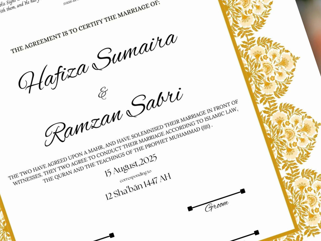 Muslim Wedding Contract, Mughal Nikkah Certificate Digital, A4 Nikkah Certificate. A3 Contract Digital Download. NN296