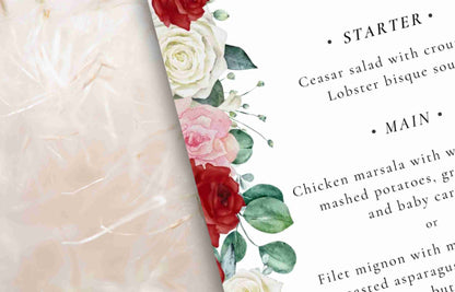 Floral menu cards, Wedding menu template, Menu Card With Pink Floral, Wedding Menus,Dinner Menu, Instant Download, Table Menus. WS32