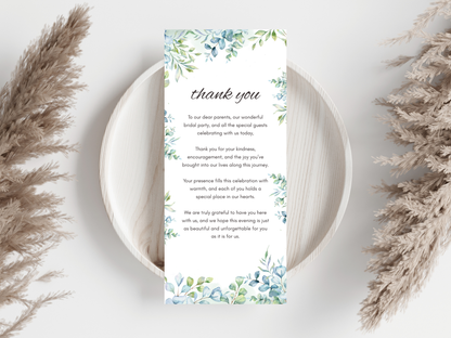 Wedding Thank you Card, Menu Card, Table Card. WI317