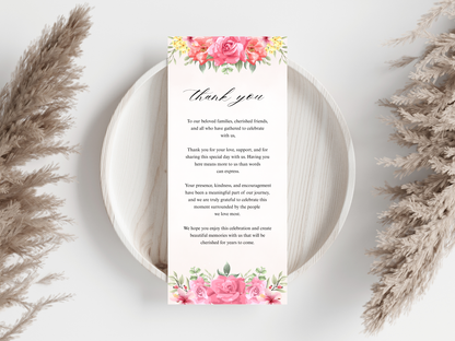 Wedding Thank you Card, Menu Card, Table Card. WI366