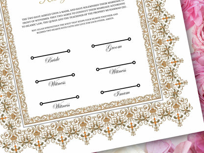 Nikkah Certificate Digital Download,A3,A4 Islamic Wedding Contract, Nikkah Nama, Muslim Marriage Certificate Template. NN273