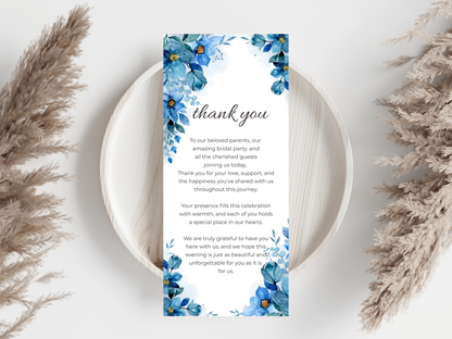 Wedding Thank you Card, Menu Card, Table Card. WI311