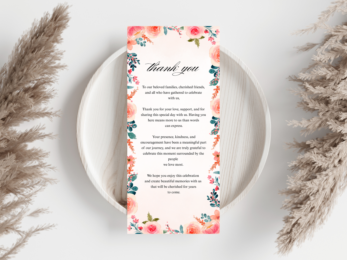 Wedding Thank you Card, Menu Card, Table Card. WI369