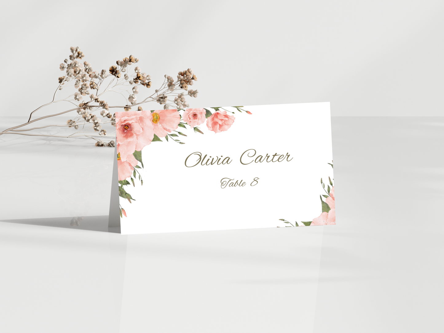 Floral Wedding Menu & Thank You Template | Editable Canva Place Card. WI211