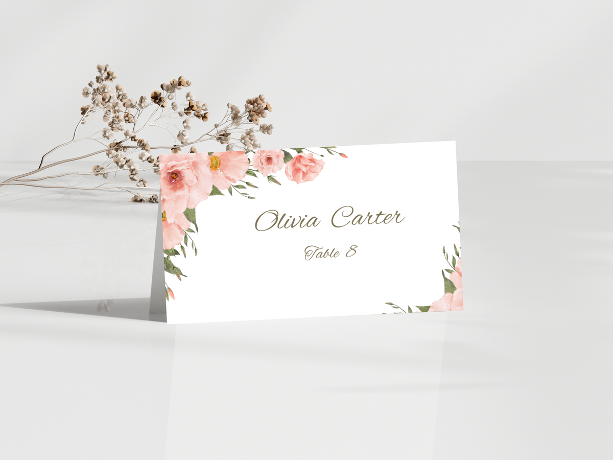 Floral Wedding Menu & Thank You Template | Editable Canva Place Card. WI211