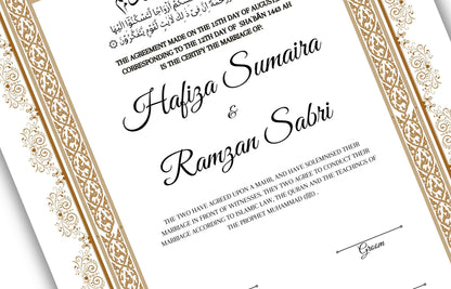 Islamic Marriage Certification | Nikahnama | Contract | Muslim Wedding | Digital Download. NN129