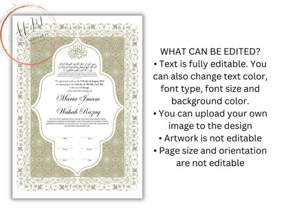 Nikkah Certificate Digital Download Personalized, Luxury Nikkah Contract, Islamic Wedding Contract, Personalized Muslim Wedding Gift. NN191