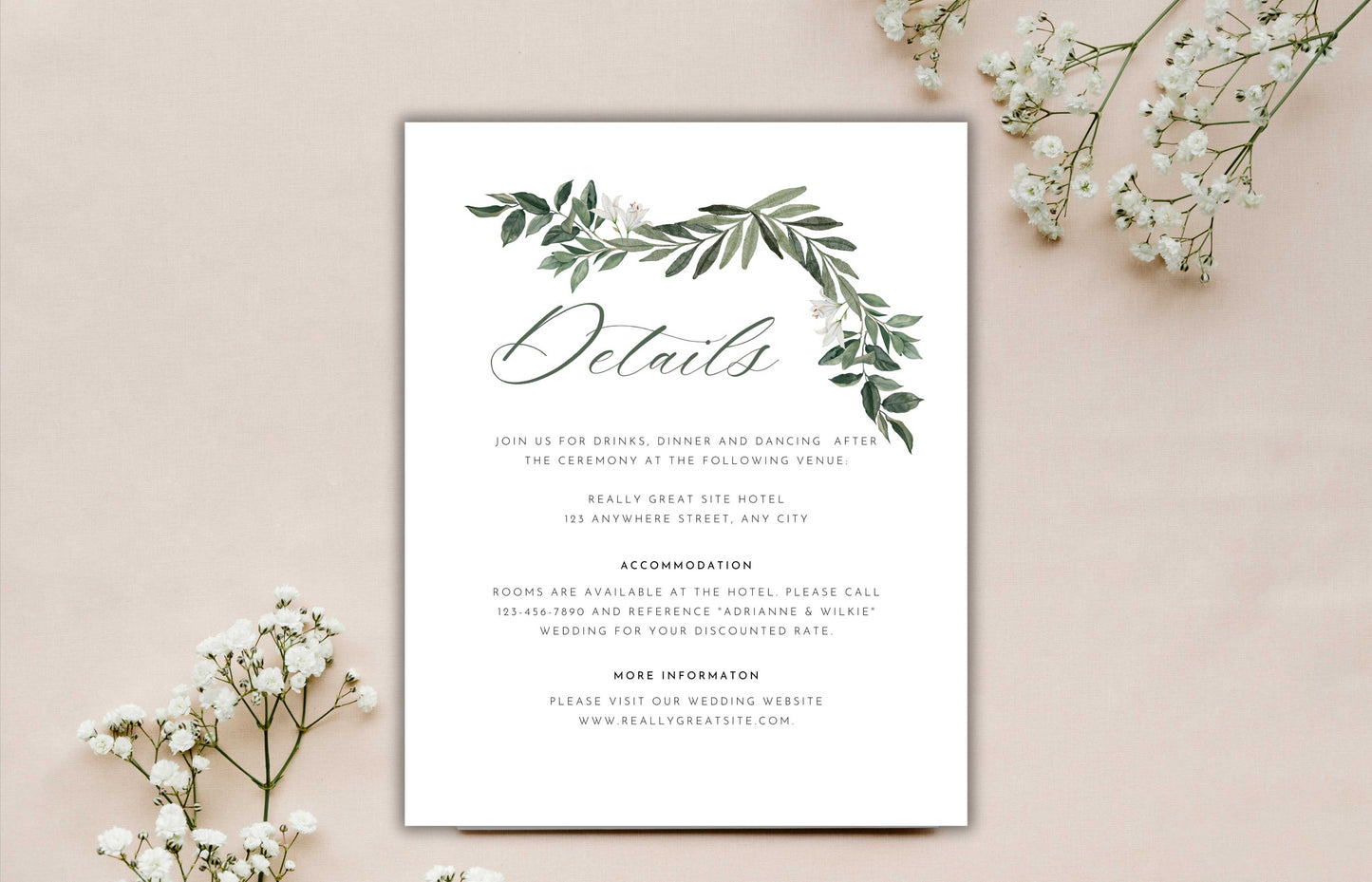 Wedding Invitation Bundle, RSVP Card, Green Sage Invitation, Wedding Menu Card Template, Details Editable, Menu Card, Wedding invite.WI70