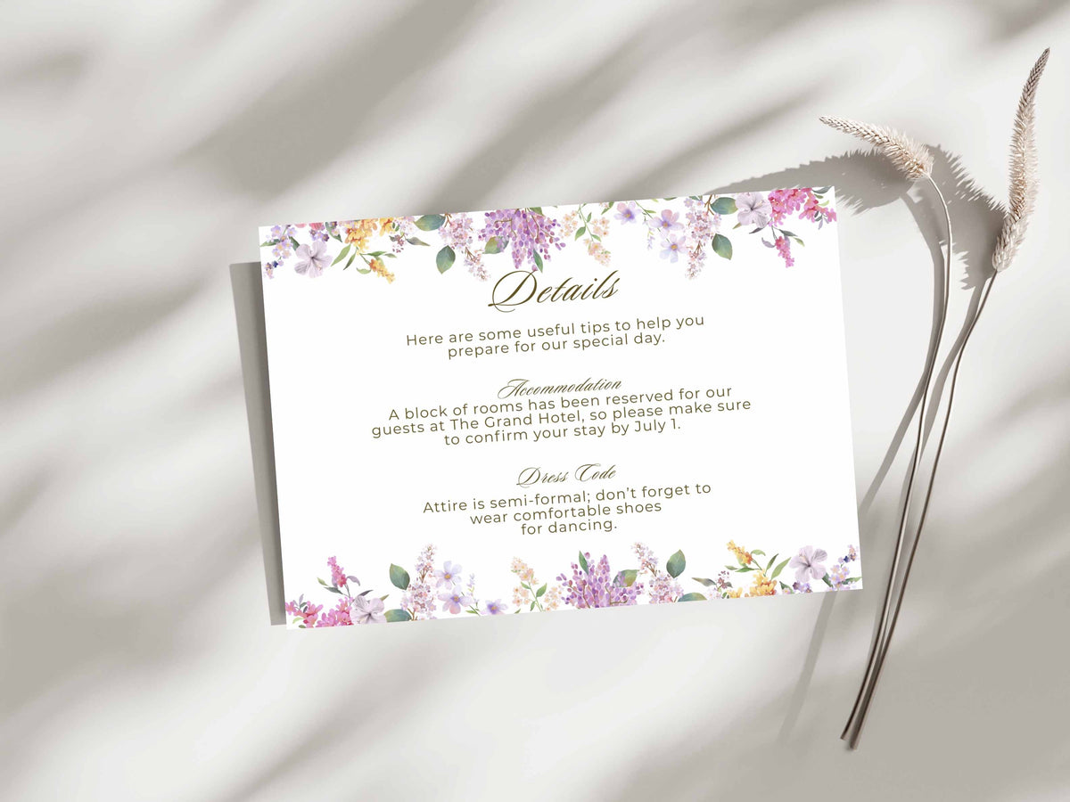 Wedding Invitation Bundle, RSVP, Thank You Card, Table Card, Menu Card, Reception Card, Details Card. WI258