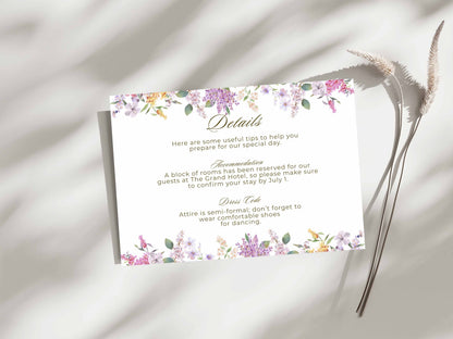Wedding Invitation Bundle, RSVP, Thank You Card, Table Card, Menu Card, Reception Card, Details Card. WI258