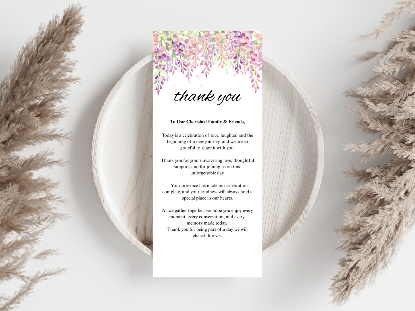 Wisteria Wedding Menu Card, thank you, table card MTC 422