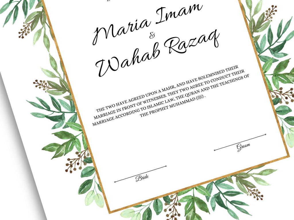 Nikkah Contract Template,Printable Nikkah Contract,Editable Nikkahnama,Muslim Wedding Certificate,Digital Download. NN185
