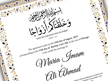 A4/A3 Nikkah Certificate Digital , Nikkah Contract Template, Muslim Marriage Certificate, Editable Wedding Agreement Gift. 146