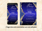 Blue Birthday Invitation, Adult Birthday Invitation, Navy Blue Birthday Evite, Blue & Gold Birthday Party Invite Template. WEIB84