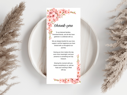 Wedding Thank you Card, Menu Card, Table Card. WI356
