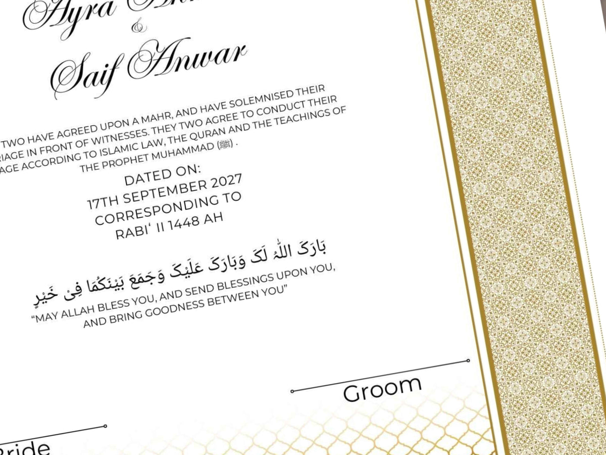 Nikkah Certificate Digital Download Personalised, A4, A3, Template, Editable, Nikkah Nama, Nikkah Contract, Muslim Contract. NN286