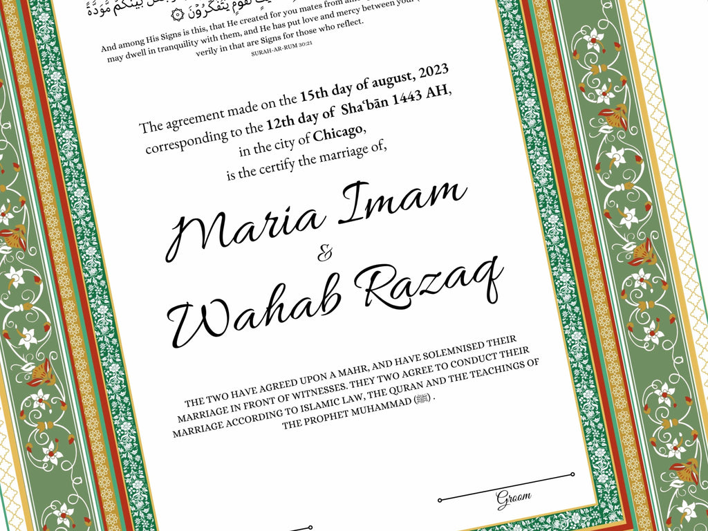 Nikkah Certificate Digital Download, Editable, Template, Muslim Contract, Muslim Marriage, A4, A3, Template, Instat Download. NN171