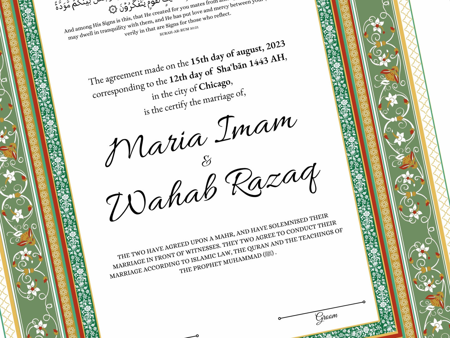 Nikkah Certificate Digital Download, Editable, Template, Muslim Contract, Muslim Marriage, A4, A3, Template, Instat Download. NN171