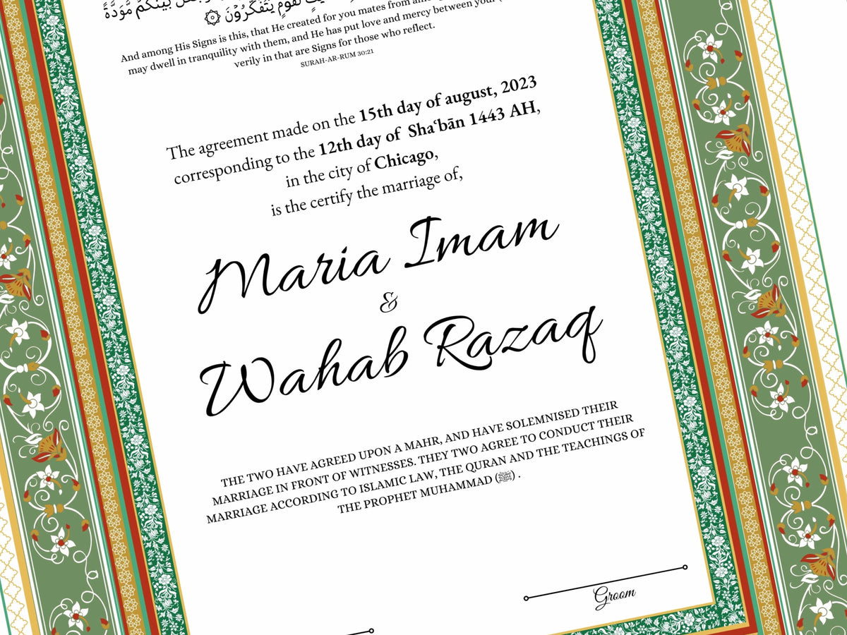 Nikkah Certificate Digital Download, Editable, Template, Muslim Contract, Muslim Marriage, A4, A3, Template, Instat Download. NN171