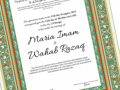 Nikkah Certificate Digital Download, Editable, Template, Muslim Contract, Muslim Marriage, A4, A3, Template, Instat Download. NN171