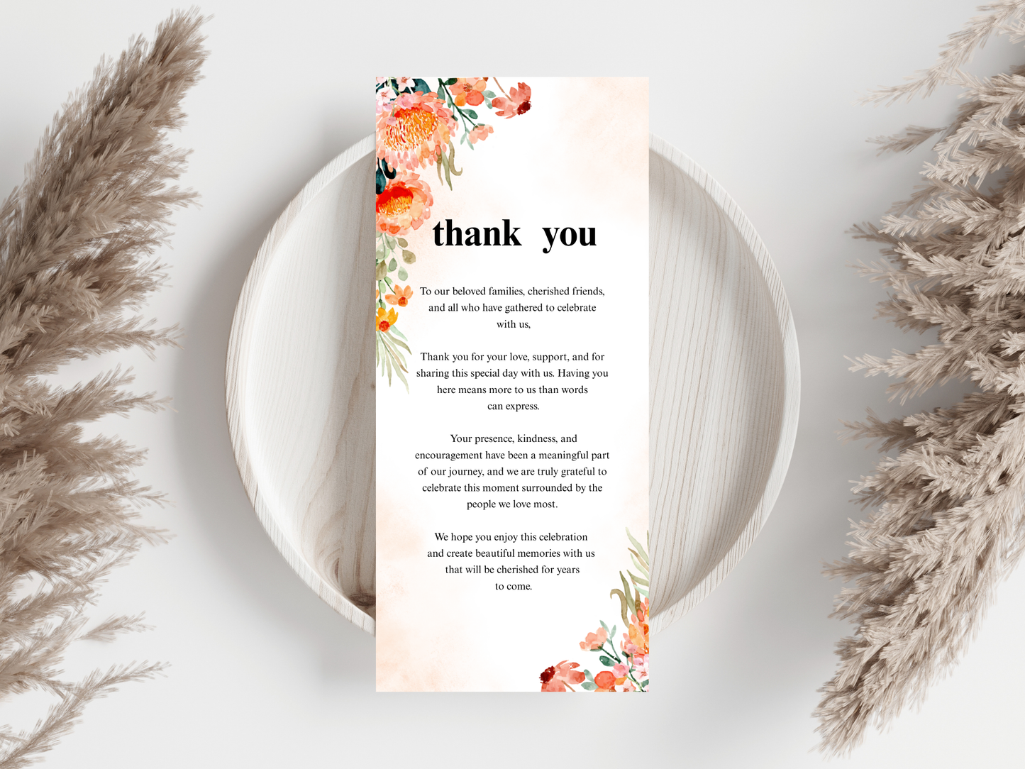 Wedding Thank you Card, Menu Card, Table Card. WI370
