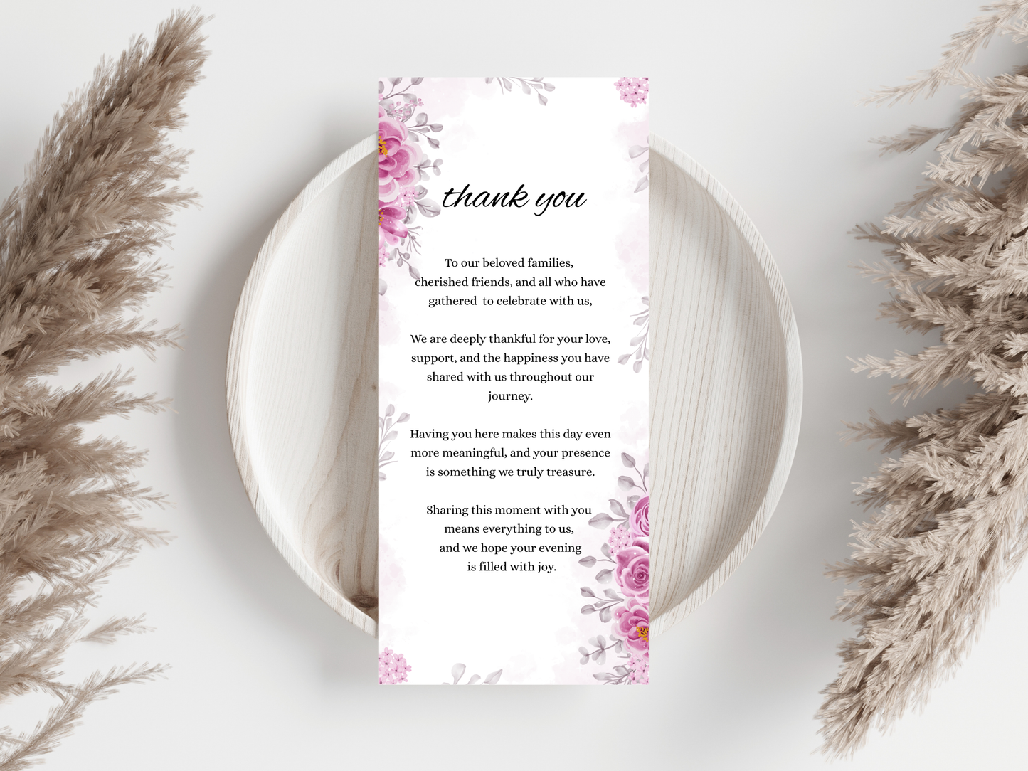 Wedding Thank you Card, Menu Card, Table Card. WI338