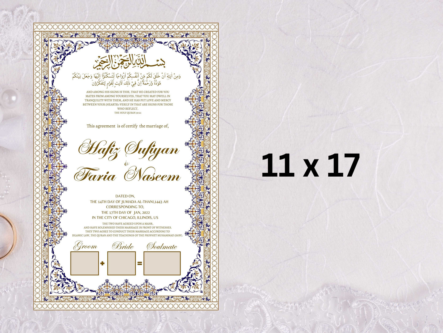 Nikkah Certificate , Authentic Islamic Wedding Thumb Impression Agreement, Premium Islamic Wedding Contract, Instant Download. NN27