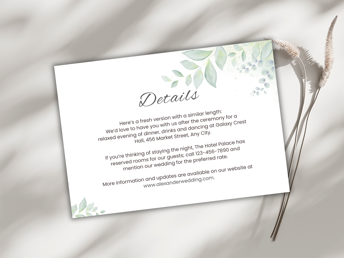 Wedding Invitation Bundle, RSVP, Thank You Card, Table Card, Menu Card, Reception Card, Details Card. WI240