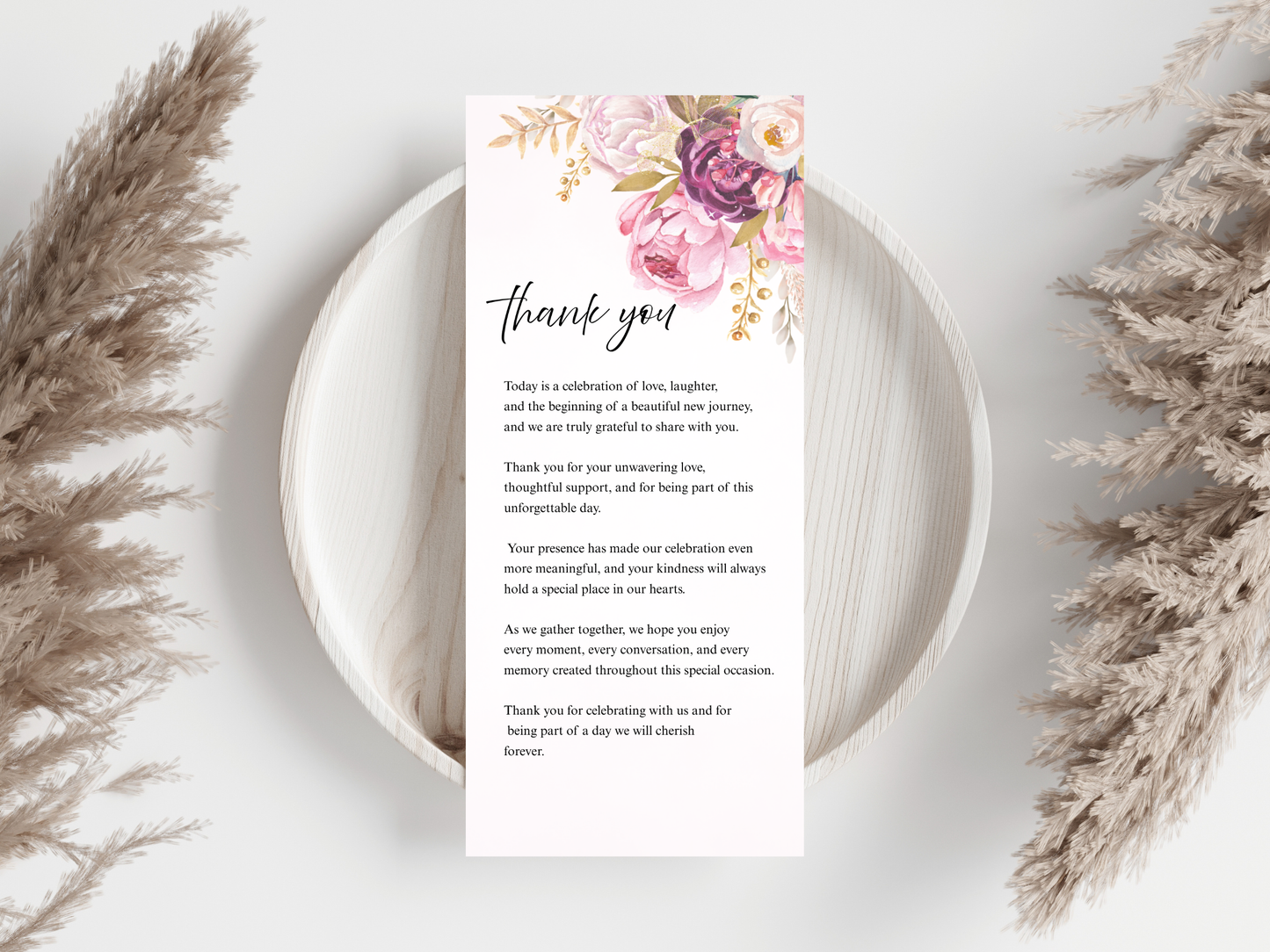 Elegant Reception Menu Template, Table, Thank you, Editable Templates MTC414
