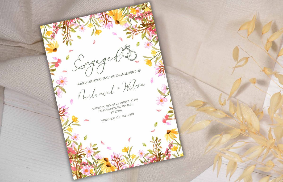 Spring Bridal Shower Invitation | Flower Wedding Shower Invite | Customizable Invitation Template | Colorful Wildflower Bridal Shower. EE117