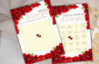 Bridal Bingo Game Template, Red Rose Bridal Shower Game Printable, Bridal Shower Template, Floral, Wedding Bingo, Instant Download, WS49