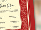 Rose Nikkah Certificate Template, Editable Nikkahnama, Printable Nikah Contract, Muslim Contract, Red Nikkah Islamic Marriage Contract.NN253