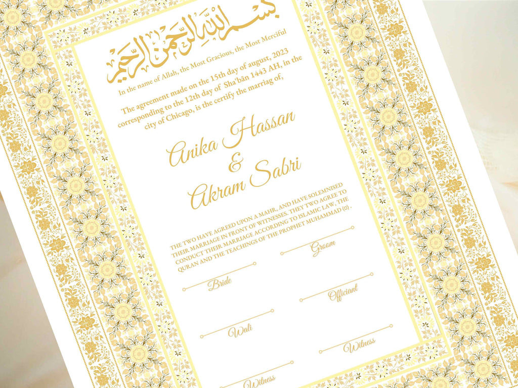 Nikkah Certificate, Nikkah Islamic Marriage Certificate, Printable, Nikkah Contract, Editable, Digital Download. NN18