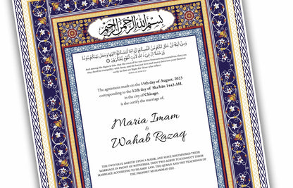 Nikkahnama | Custom Luxury Nikkah Contract | Mughal | Mughal | Inspired Luxury Nikkahnama | Nikkah Certificate in Pdf Template. NN184